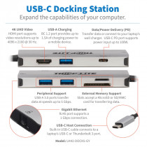 EATON TRIPPLITE USB-C Dock 4K HDMI USB 3.2 Gen 1 USB-A Hub GbE Memory Card 100W PD Charging