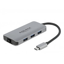 DeLock Concentrateur USB 3.2 Gen 1 avec 4 ports et Gigabit LAN et PD