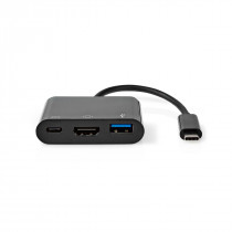 Nedis Câble adaptateur USB-C™ USB-C™ Mâle A Femelle + USB-C™ Femelle+ Sortie HDMI™ 0,2 m Noir