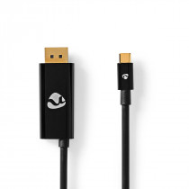 Nedis Adaptateur USB-C USB 3.2 Gen 1 USB-C Mâle DisplayPort Mâle / USB-C Femelle 8K@30Hz 2.00 m Rond Plaqué nickel PVC Noir Enveloppe