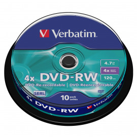 VERBATIM DVD-RW 4.7 GO CERTIFIÉ 4X (PACK DE 10, SPINDLE)