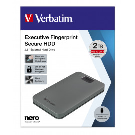 VERBATIM EXECUTIVE FINGERPRINT SECURE HDD USB 3.2 GEN 1/ USB-C 2TB GREY