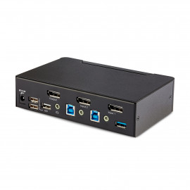 STARTECH StarTech.com 2-Port DisplayPort KVM Switch, 8K 60Hz / 4K 144Hz, Single Display, DP 1.4, 2x USB 3.0 Ports, 4x USB 2.0 HID Ports, Push-Button & Hotkey Switching, TAA Compliant