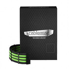 CableMod C-Series PRO ModMesh Cable Kit pour RMi/RMx/RM (Black Label) - schwarz/hellgrün