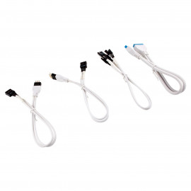 CORSAIR CC-8900245 Kit d'extension gainé pour panneau avant (30 cm) - Blanc - Kit de rallonges de câbles pour front panel - Blanc 
