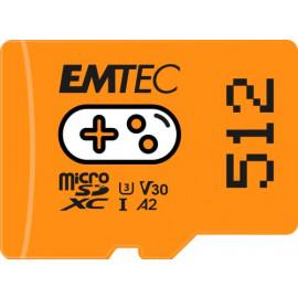EMTEC Carte mémoire microSDXC Gaming 512 Go Orange UHS-I U3 V30 A2