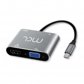 MCL Samar Station d'accueil USB-C vers HDMI 4K ou VGA avec 1x port USB-A 3.0 + 1 port USB-C PD 60W