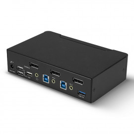 Lindy 2 Port KVM Switch DisplayPort 1.4 Switch between 2 DP equipped PCs from one keyboard mouse and monitor
