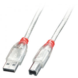 Lindy USB 2.0 Cable Type A/B Transparent 3m Type A/B M/M High/Full/LowSpeed