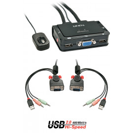 Lindy Switch KVM Compact VGA USB 2.0 & Audio 2 ports