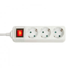 Lindy Mains 3 way gang socket with on/off switch