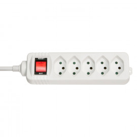 Lindy Mains 5 way gang socket Swiss with on/off Switch 2300W with overvoltage protection