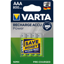 Varta Pack blister de 4 piles rechargeables type AAA 1,2V - 800 mAh (R03)