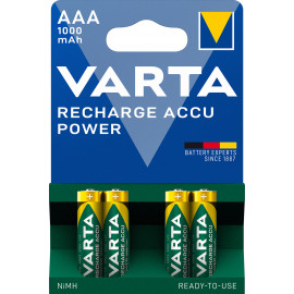 Varta Pack 4 piles rechargeables type AAA 1,2V - 1000 mAh (R03)