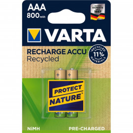 Varta Lot de 2 piles rechargeables  Accu Recycled type AAA 1,2V 800 mAh