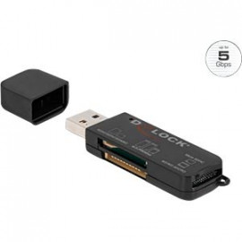 DeLock Lecteur de carte, externe, USB 3.2 Gen1, type A, 3 en 1