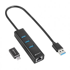 Sharkoon Hub aluminium 3 ports USB 3.2 Gen 1 + Ethernet