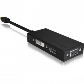 ICY BOX Adaptateur 3 en 1 mini DisplayPort Mâle vers DVI + VGA + HDMI noir