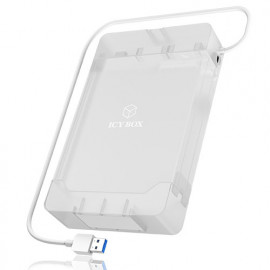 ICY BOX Boîtier externe pour disque dur 3.5"/2.5" SATA III sur port USB 3.0 (Blanc)