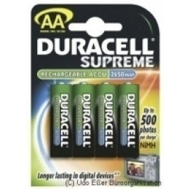 1Control Pack blister de 4 piles rechargeables Duracell Duralock type AA 1,2V - 2400 mAh (R06)