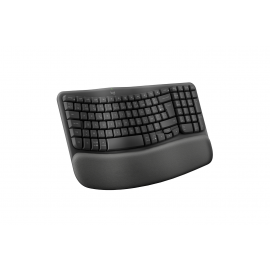 Logitech Wave Keys clavier ergonomique sans fil, repose-poignets rembourre, frappe naturelle et confortable, Easy-Switch, Bluetooth, recepteur Logi Bolt, multi-SE, Windows/Mac