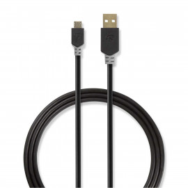 Nedis Câble USB 2.0 A Mâle - Micro B Mâle 3,0 m Anthracite