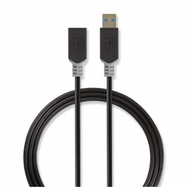Nedis Câble USB 3.0 A Mâle - A Femelle 2,0 m Anthracite
