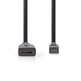 Nedis Câble Micro HDMI mâle / HDMI femelle haute vitesse avec Ethernet Noir (20 cm)