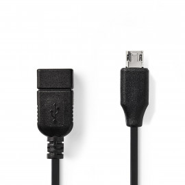Nedis Câble On-The-Go USB 2.0 Micro B Mâle - A Femelle 0,2 m Noir