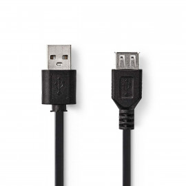 Nedis Câble USB 2.0 A Mâle - A Femelle 0,2 m Noir