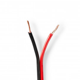 Nedis Câble haut parleur 2x 1.50 mm² Cuivre 100.0 m Rond PVC Noir / Rouge Bobine