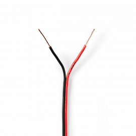Nedis Câble haut parleur 2x 0.35 mm² CCA 100.0 m Rond PVC Noir / Rouge Emballage