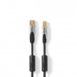 Nedis Câble USB 2.0 A Mâle vers B Mâle 5,00 m Anthracite