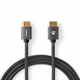 Nedis Câble HDMI Haute Vitesse avec Ethernet Connecteur HDMI™ vers Connecteur HDMI™ Gris Métal Câble Tressé