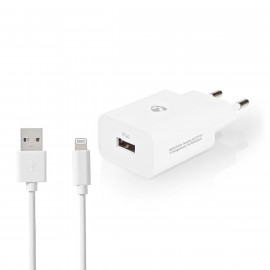 Nedis Chargeur secteur  1 port USB + cable USB vers Lightning (Blanc)