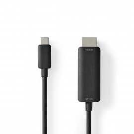Nedis Adaptateur USB USB 3.2 Gen 1 USB Type-C Mâle HDMI Connecteur 1.00 m Rond Plaqué nickel PVC Noir Boite avec Fenêtre