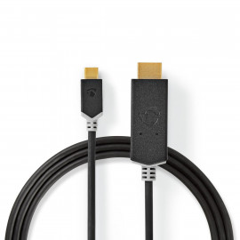 Nedis Adaptateur USB USB 3.2 Gen 1 USB Type-C Mâle HDMI Connecteur 1.00 m Rond Plaqué or PVC Anthracite Boite avec Fenêtre