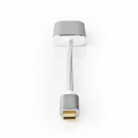Nedis Adaptateur USB USB 3.2 Gen 1 USB Type-C Mâle HDMI Connecteur 0.20 m Rond Plaqué or Nylon / Tressé Argent Sachet avec Fenetre
