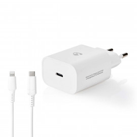 Nedis Chargeur secteur 1 port USB-C + Cable USB-C vers Lightning (Blanc)