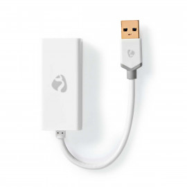 Nedis Adaptateur USB-A USB 3.2 Gen 1 USB-A Mâle RJ45 Femelle 1 Gbps 0.20 m Rond Plaqué or PVC Blanc Boîte