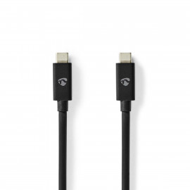Nedis Câble USB USB 4.0 Gen 3x2 USB-C Mâle USB-C Mâle 240 W 8K@60Hz 40 Gbps Plaqué nickel 1.00 m Rond PVC Noir Boîte