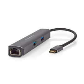 Nedis Adaptateur Multi-Ports USB USB 3.2 Gen 1 USB-C Mâle RJ45 Femelle / Sortie HDMI  / 2x USB-A Femelle / 2x USB-C 5 Gbps 0.20 m Rond Plaqué or PVC Anthracite Boîte