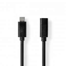 Nedis Câble USB USB 3.2 Gen 1 USB-C Mâle USB-C Femelle 4K@60Hz 5 Gbps Plaqué nickel 2.00 m Rond PVC Noir Boîte