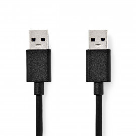 Nedis Câble USB USB 3.2 Gen 1 USB-A Mâle USB-A Mâle 5 Gbps Plaqué nickel 1.00 m Rond PVC Noir Boîte