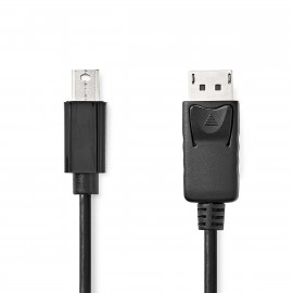 Nedis Mini câble Display Port DisplayPort 1.2 Mini DisplayPort mâle DisplayPort Mâle 21.6 Gbps Plaqué nickel 1.00 m Rond PVC Noir Label
