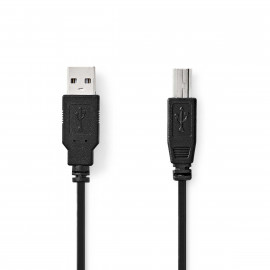 Nedis Câble USB USB 2.0 USB-A Mâle USB-B Mâle 10 W 480 Mbps Plaqué nickel 1.00 m Rond PVC Noir Label