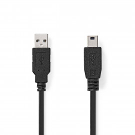 Nedis Câble USB | USB 2.0 | USB-A Mâle | USB Mini-B 5 broches mâle | 480 Mbps | Plaqué nickel | 5.00 m | Rond | PVC | Noir | Label