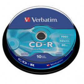 VERBATIM CD-R 80 Min/700 MB Verbatim 52x DataLifePlus Extra Protection en cakebox 10 pièces