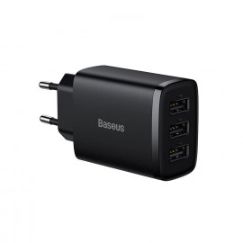 Baseus Chargeur secteur  Compact 3x ports USB-A 17W (Noir)