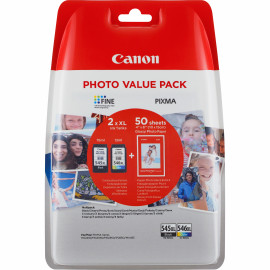 CANON Pack 2 cartouches d'encre  PG-545XL/CL-546XL (+ 50 Feuilles 10x15cm)